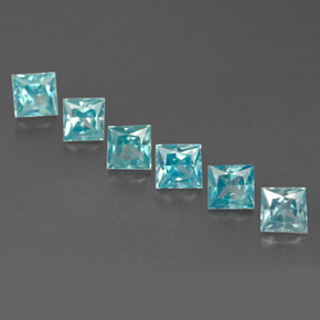 Gemas de circón azul natural de  ct, cuadrado, VVS