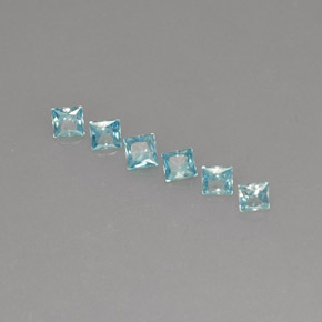 Gemas de circón azul natural de  ct, cuadrado, VVS