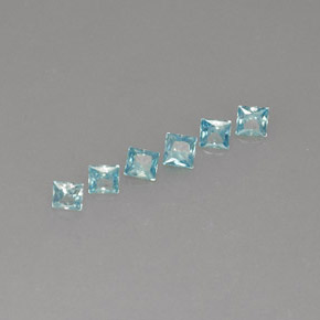 Gemas de circón azul natural de  ct, cuadrado, VVS