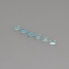 Gemas de circón azul natural de  ct, cuadrado, VVS