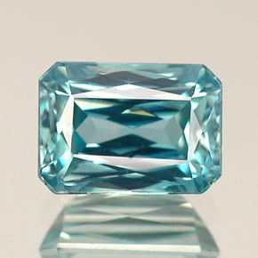 Circón azul natural de 1,57 ct, corte esmeralda, VVS