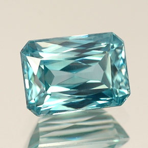 Circón azul natural de 1,57 ct, corte esmeralda, VVS
