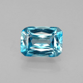 Circón azul natural de 1,26 ct, corte esmeralda, VS-SI