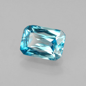 Circón azul natural de 1,26 ct, corte esmeralda, VS-SI