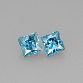 Gemas de circón azul natural de  ct, cuadrado, VVS