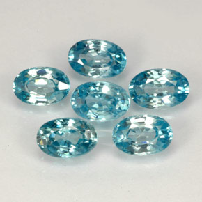 Gemas de circón azul natural de  ct, corte óvalo, VVS-VS