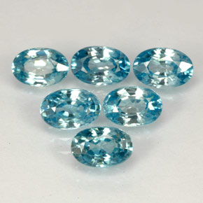 Gemas de circón azul natural de  ct, corte óvalo, VVS-VS