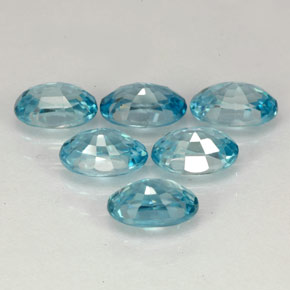 Gemas de circón azul natural de  ct, corte óvalo, VVS-VS
