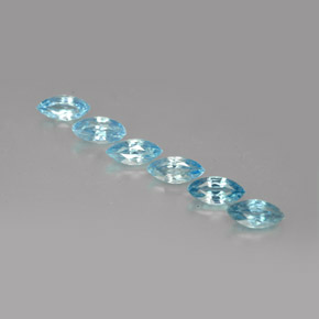 Gemas de circón azul natural de  ct, marquesa, VVS-VS