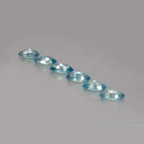 Gemas de circón azul natural de  ct, marquesa, VVS