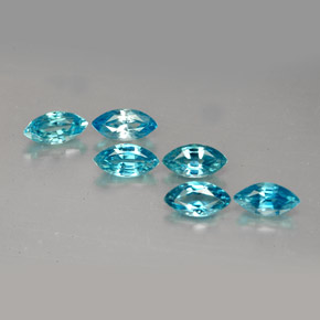Gemas de circón azul natural de  ct, marquesa, VVS