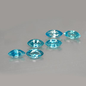 Gemas de circón azul natural de  ct, marquesa, VVS