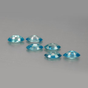 Gemas de circón azul natural de  ct, marquesa, VVS