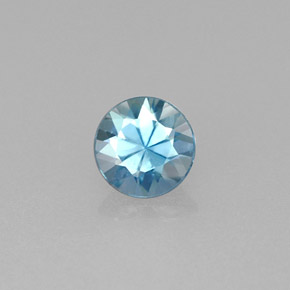 Circón azul natural de 0,68 ct, corte redondo, VS