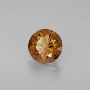 Circón naranja natural de 0,89 ct, corte redondo, VVS