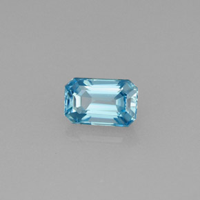 Circón Azul natural de 0.94 ct, corte esmeralda, VVS
