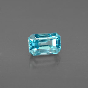 Circón azul natural de 1,22 ct, corte esmeralda, VS
