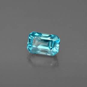 Circón azul natural de 1,22 ct, corte esmeralda, VS