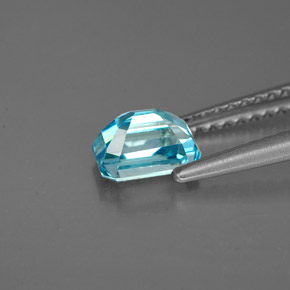 Circón azul natural de 1,22 ct, corte esmeralda, VS