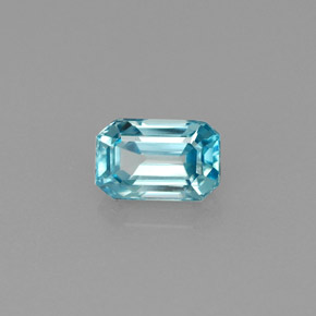 Circón azul natural de 0,97 ct, corte esmeralda, VVS