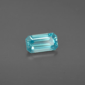 Circón azul natural de 0,88 ct, corte esmeralda, VVS