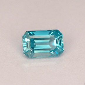 Circón azul natural de 0,90 ct, corte esmeralda, VVS