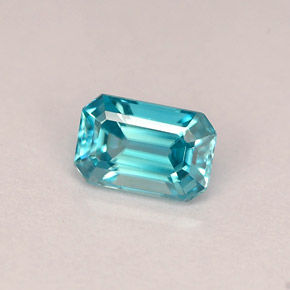 Circón azul natural de 0,90 ct, corte esmeralda, VVS