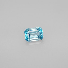 Circón azul natural de 1,02 ct, corte esmeralda, VVS