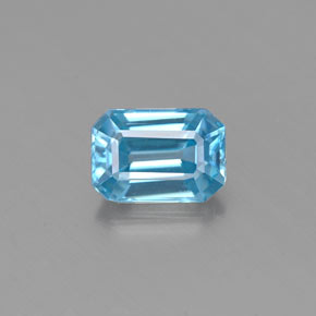 Circón azul natural de 0,86 ct, corte esmeralda, VVS