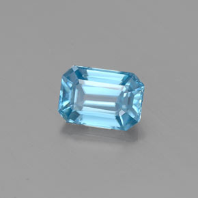 Circón azul natural de 0,86 ct, corte esmeralda, VVS