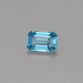 Circón azul natural de 0,78 ct, corte esmeralda, VVS