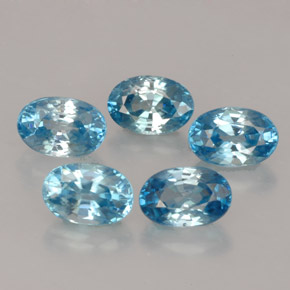 Gemas de circón azul natural de  ct, corte óvalo, VVS