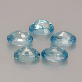 Gemas de circón azul natural de  ct, corte óvalo, VVS