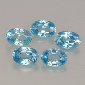 Gemas de circón azul natural de  ct, corte óvalo, VVS