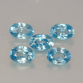 Gemas de circón azul natural de  ct, corte óvalo, VVS