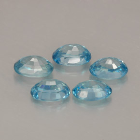 Gemas de circón azul natural de  ct, corte óvalo, VVS