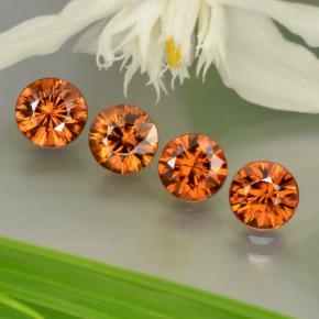 Gemas de circón naranja natural de 3,63 ct, corte redondo, VS