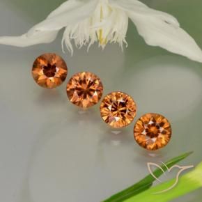 Gemas de Circón Medium-Dark Orange  natural de 3.73 ct, Redondo, VS