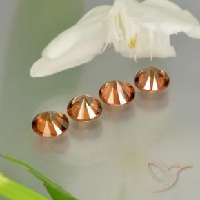 Gemas de Circón Medium-Dark Orange  natural de 3.73 ct, Redondo, VS