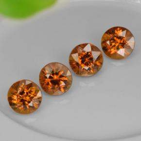 Gemas de Circón Naranja oscuro natural de 4.23 ct, Corte Redondo, VVS-VS