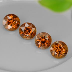 Gemas de Circón Naranja oscuro natural de 4.23 ct, Corte Redondo, VVS-VS