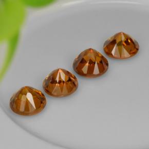 Gemas de Circón Naranja oscuro natural de 4.23 ct, Corte Redondo, VVS-VS