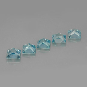 Gemas de circón azul natural de  ct, cuadrado, VVS-VS