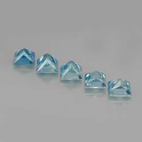 Gemas de circón azul natural de  ct, cuadrado, VVS-VS