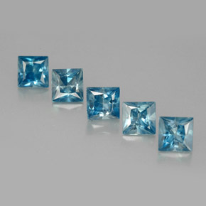 Gemas de circón azul natural de  ct, cuadrado, VVS-VS