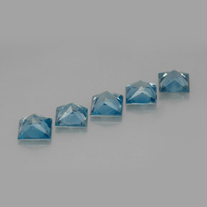 Gemas de circón azul natural de  ct, cuadrado, VVS-VS