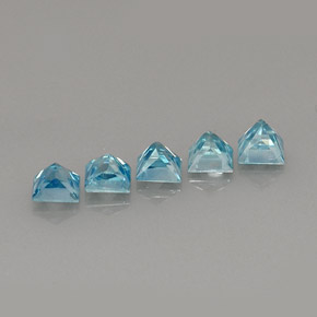 Gemas de circón azul natural de  ct, cuadrado, VVS-VS