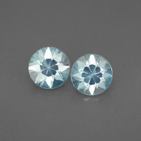 Gemas de circón azul natural de  ct, corte redondo, VS
