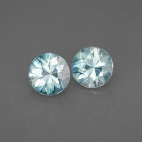 Gemas de circón azul natural de  ct, corte redondo, VS
