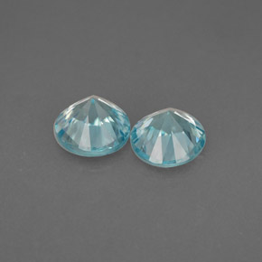 Gemas de circón azul natural de  ct, corte redondo, VS
